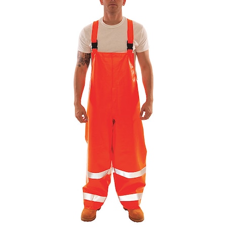 Arc Flash Hi-Visibility Bib Overall, PVC, 32 in Inseam, 48 in to 50 in Waist, 26 mil Thickness, 2XL