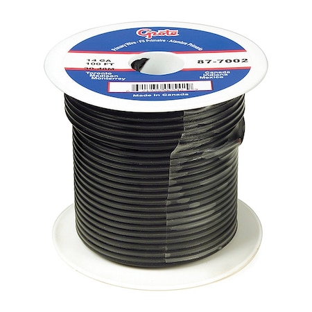 Primary Wire, GPT, 18 AWG, Copper, Black, PVC Jacket, Stranded