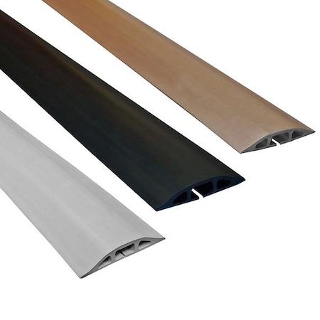 Cable Protector, 9/16 in H, 5 ft L, 3-1/4 in W, 3 Channel, Rubber, Gray