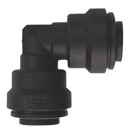 Push-Fit Elbow Fitting, 1/4 in Tube Size, Polypropylene, Black, 10 PK